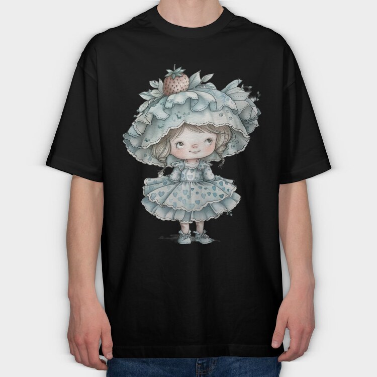 Strawberry Hat Girl, Tricou Oversize Barbati (Unisex)