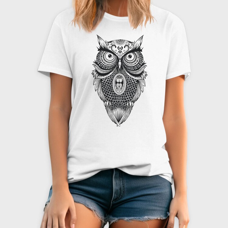 Mandala Owl Illustration 001, Tricou Barbati (Unisex)