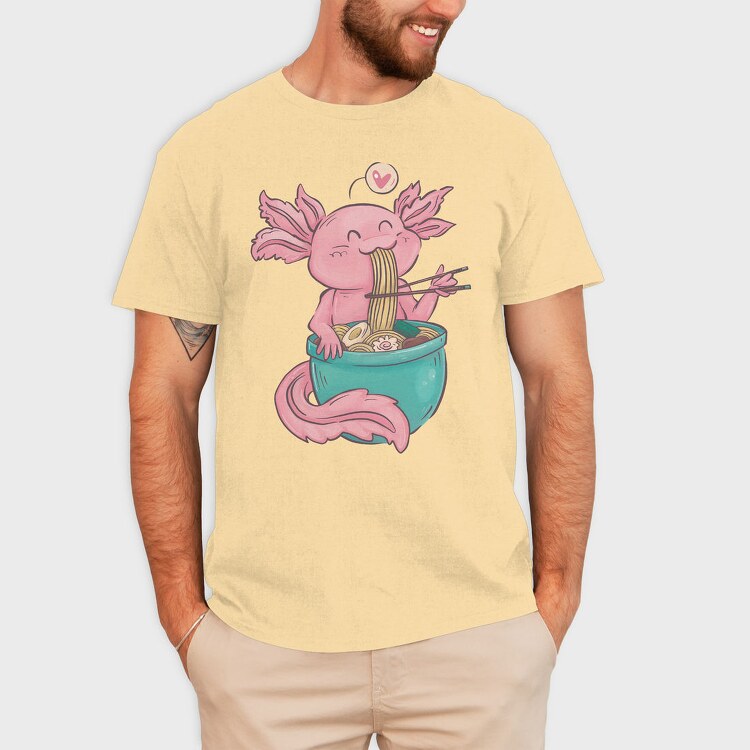 Axolotl Eating Ramen Happy, Tricou Barbati (Unisex)
