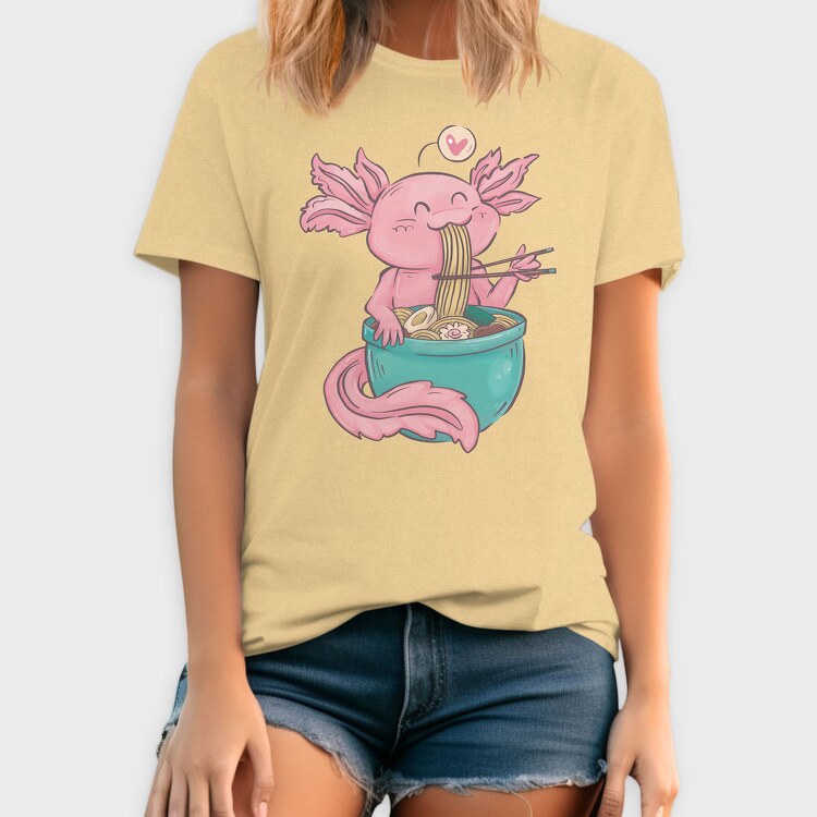 Axolotl Eating Ramen Happy, Tricou Barbati (Unisex)