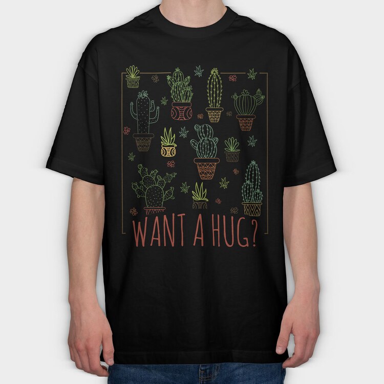 Cactus Hug, Tricou Oversize Barbati (Unisex)