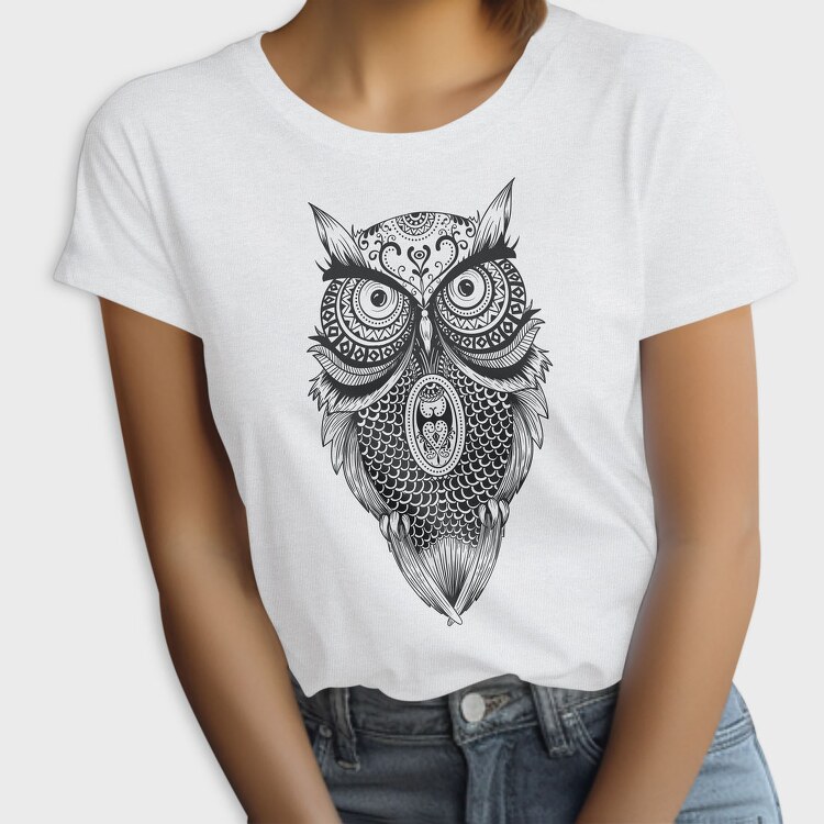 Mandala Owl Illustration 001, Tricou Femei