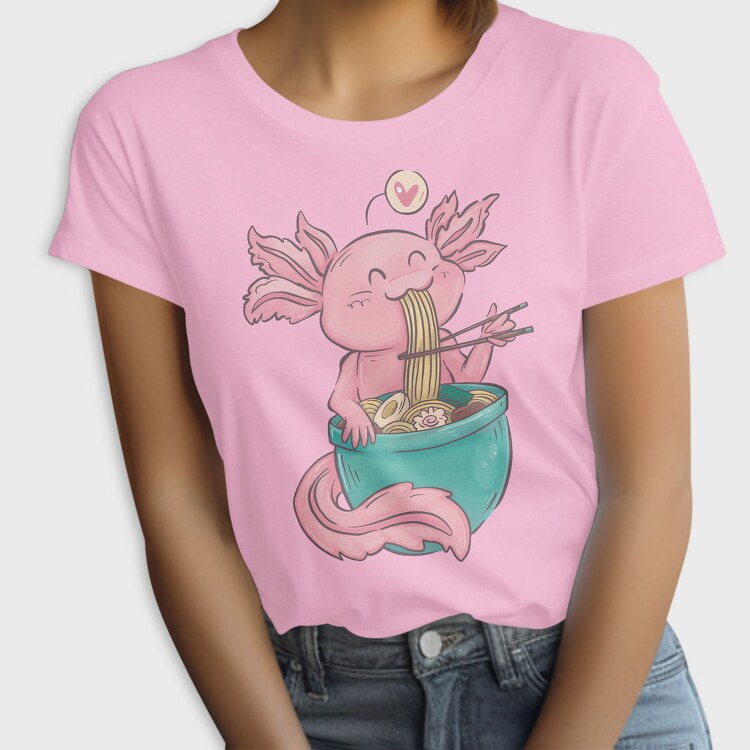Axolotl Eating Ramen Happy, Tricou Femei