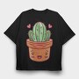 Kawaii Cactus In A Pot, Tricou Oversize Barbati (Unisex)