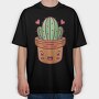Kawaii Cactus In A Pot, Tricou Oversize Barbati (Unisex)