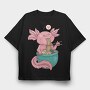 Axolotl Eating Ramen Happy, Tricou Oversize Barbati (Unisex)