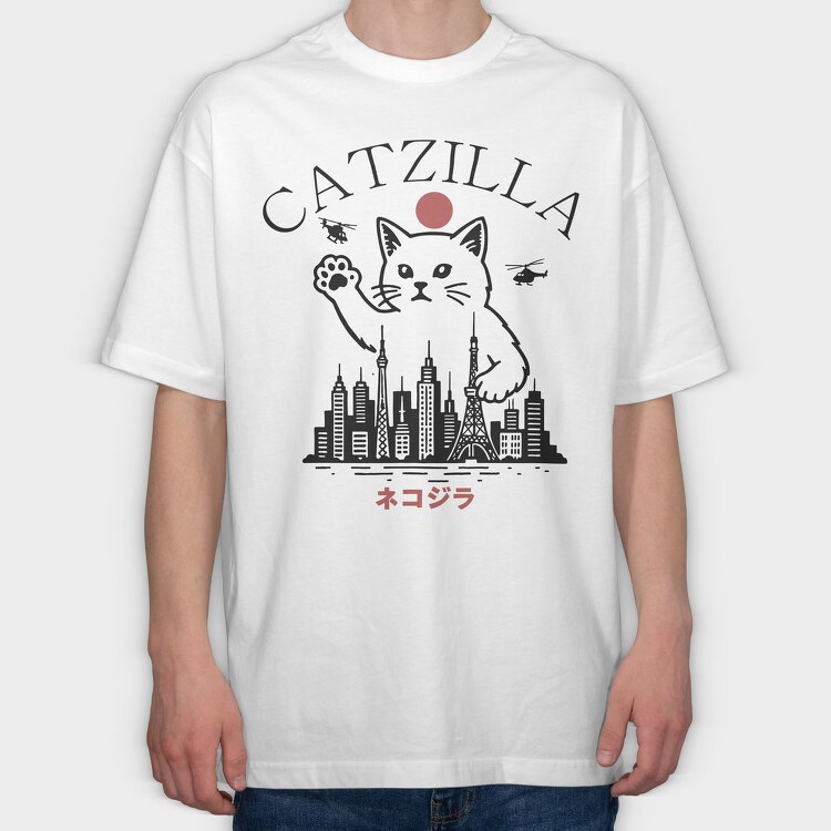 Catzilla City Destruction, Tricou Oversize Barbati (Unisex)