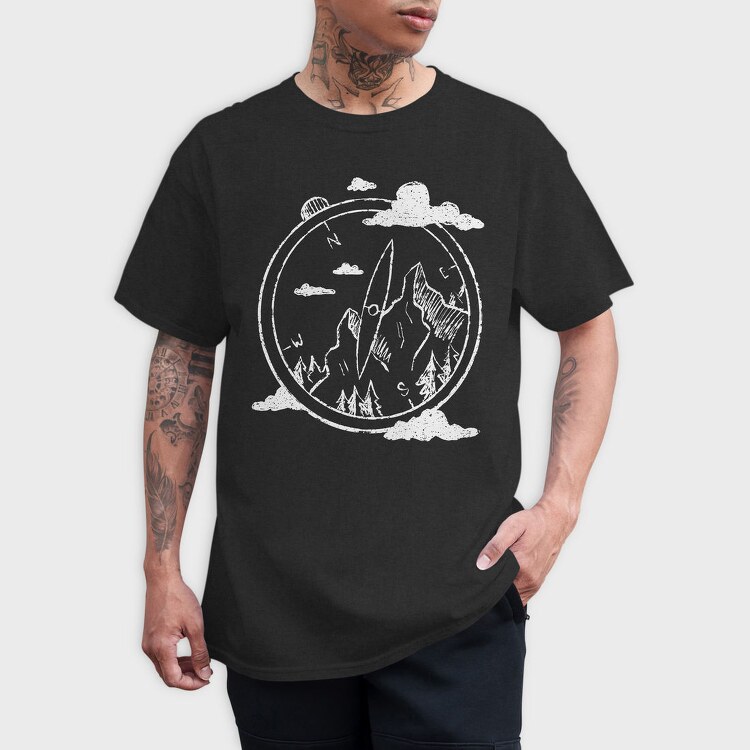 Compass Mountains, Tricou Barbati (Unisex)