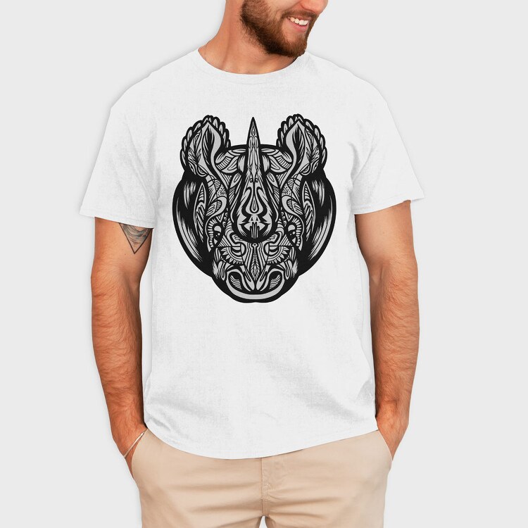 Mandala Rhino, Tricou Barbati (Unisex)