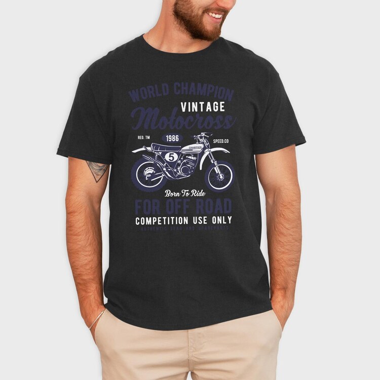 Vintage Motocross, Tricou Barbati (Unisex)