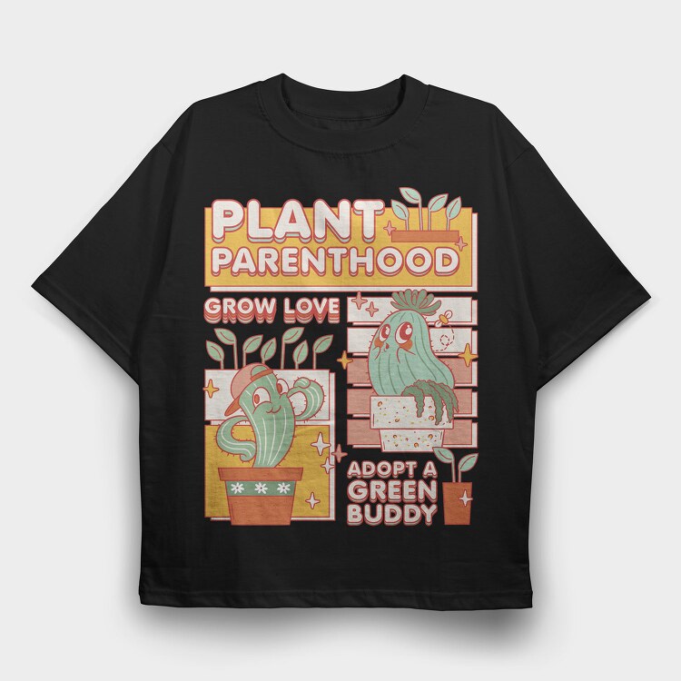Nurturing Plant Parenthood Cute Cactus 09, Tricou Oversize Barbati (Unisex)