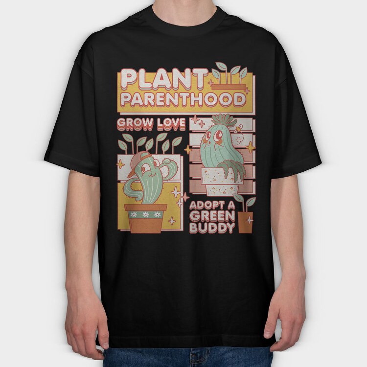 Nurturing Plant Parenthood Cute Cactus 09, Tricou Oversize Barbati (Unisex)