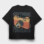 Vintage Camera Photography Capturing Moments, Tricou Oversize Barbati (Unisex)