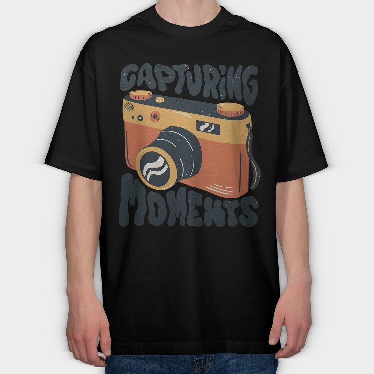 Vintage Camera Photography Capturing Moments, Tricou Oversize Barbati (Unisex)