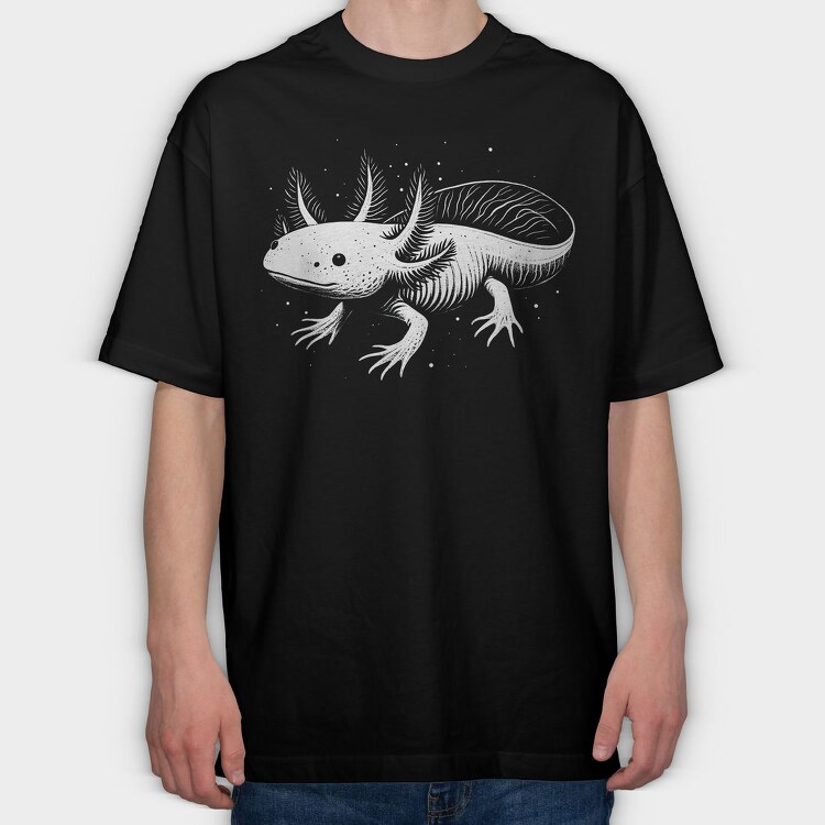 Axolotl Floating Monochrome, Tricou Oversize Barbati (Unisex)