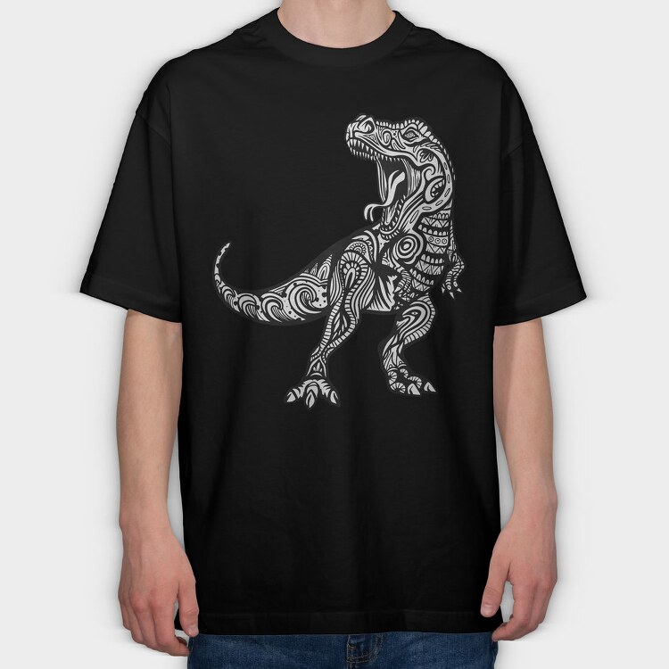 Mandala T Rex, Tricou Oversize Barbati (Unisex)