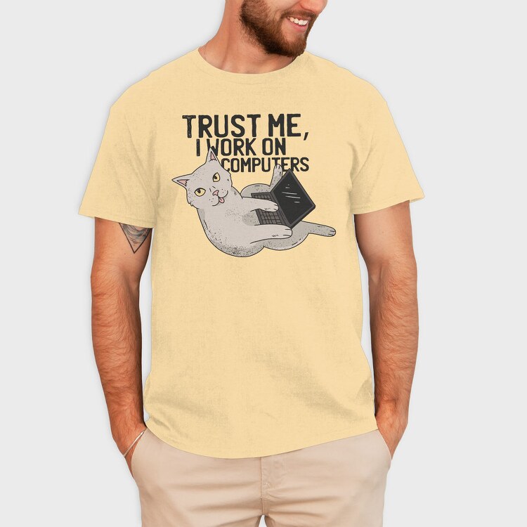 Computer Cat, Tricou Barbati (Unisex)