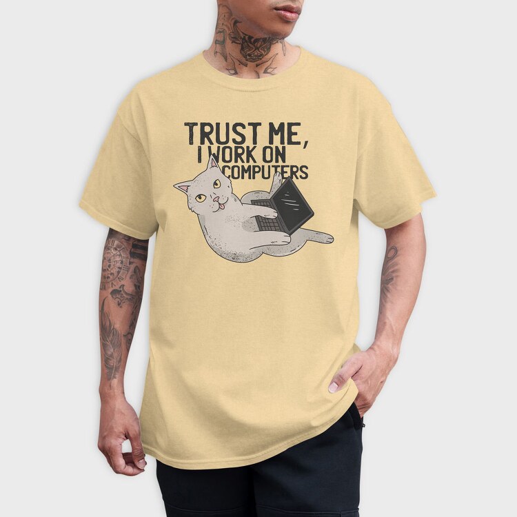 Computer Cat, Tricou Barbati (Unisex)