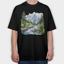 Stream Snowy Mountain, Tricou Oversize Barbati (Unisex)