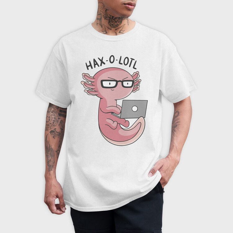 Axolotl Hacker With Computer Haxolotl, Tricou Barbati (Unisex)
