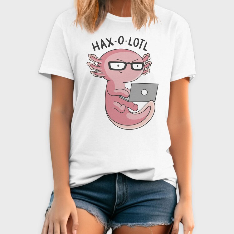 Axolotl Hacker With Computer Haxolotl, Tricou Barbati (Unisex)