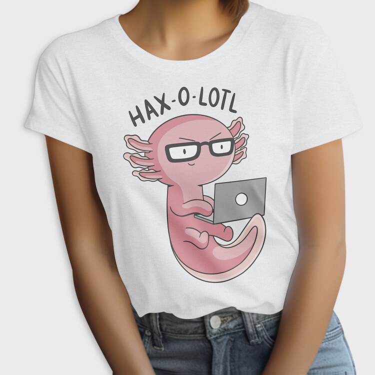 Axolotl Hacker With Computer Haxolotl, Tricou Femei