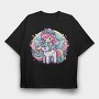 Kawaii Fairy Riding Unicorn, Tricou Oversize Barbati (Unisex)