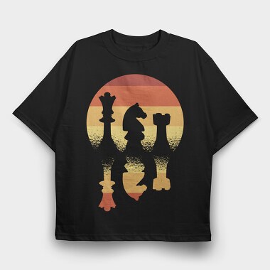 Vintage Chess Pieces, Tricou Oversize Barbati (Unisex)