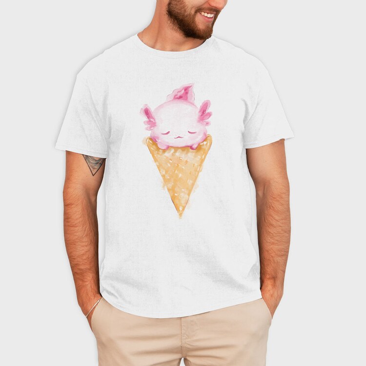 Axolotl Ice Cream Watercolor, Tricou Barbati (Unisex)