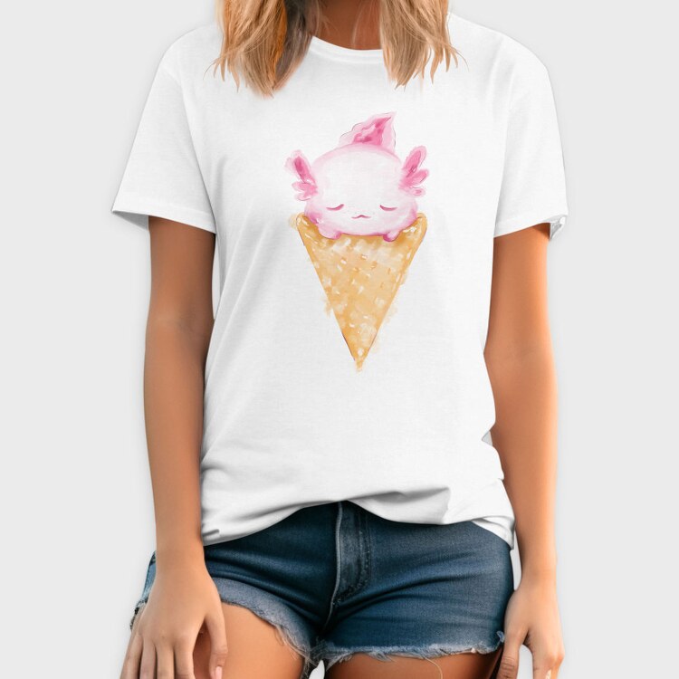 Axolotl Ice Cream Watercolor, Tricou Barbati (Unisex)