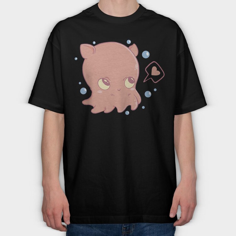Kawaii Flap Jack Octopus, Tricou Oversize Barbati (Unisex)