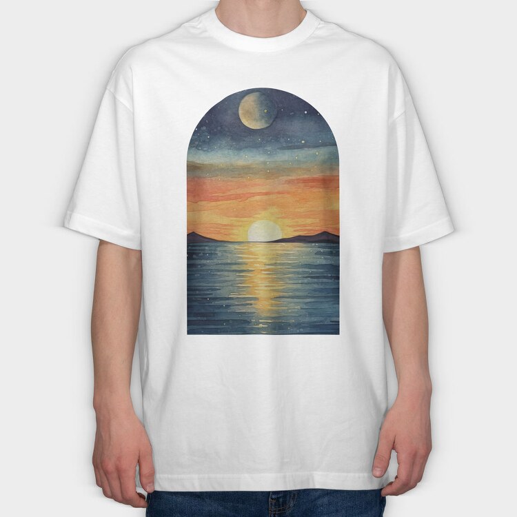 Sunset Ocean Light, Tricou Oversize Barbati (Unisex)