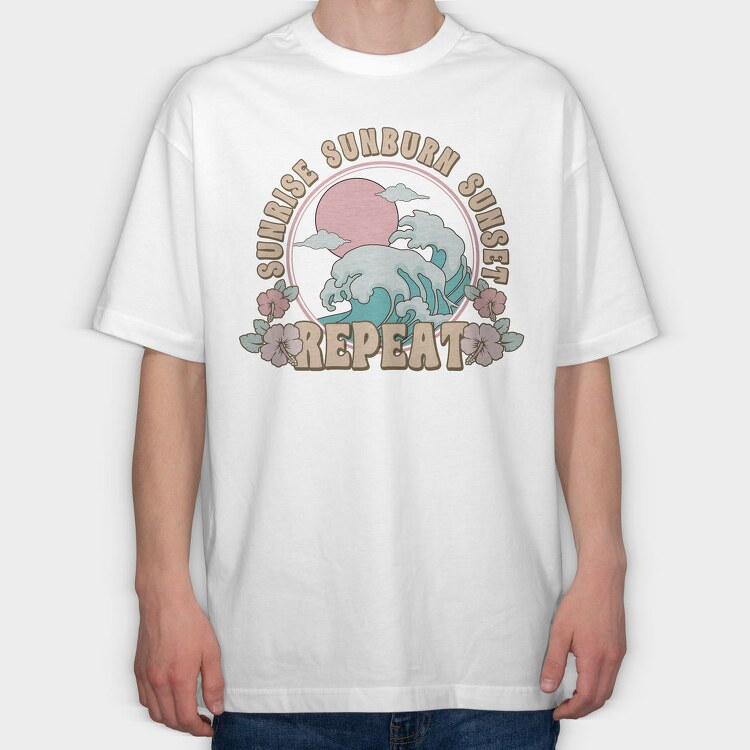 Sunrise Sunset Wave, Tricou Oversize Barbati (Unisex)