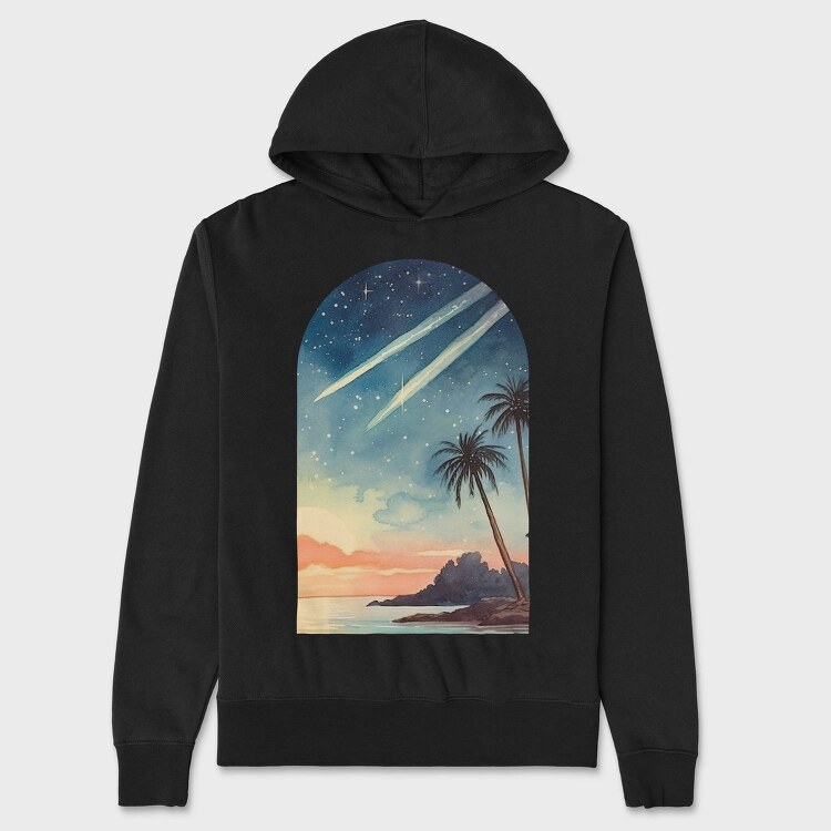 Sunset Ocean Palm Trees, Hanorac Oversize Barbati (Unisex)