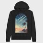 Sunset Ocean Palm Trees, Hanorac Oversize Barbati (Unisex)