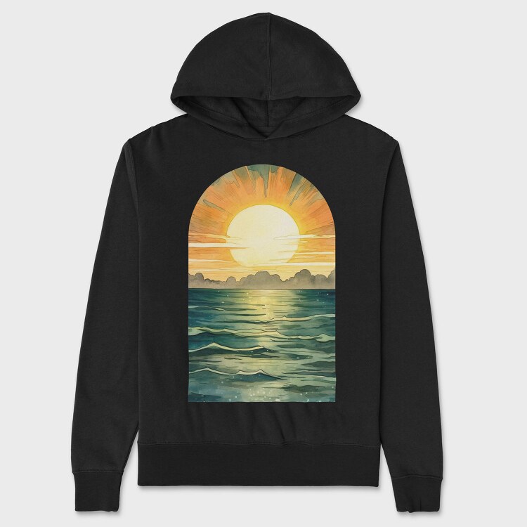 Sunset Ocean Reflection, Hanorac Oversize Barbati (Unisex)