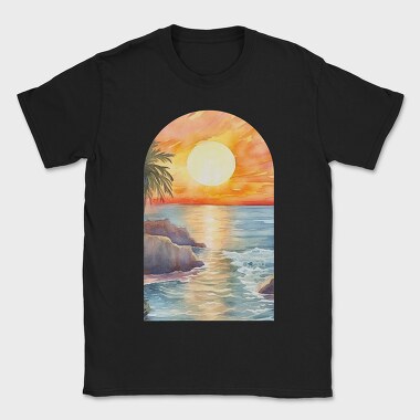 Sunset Ocean Rocky, Tricou Barbati (Unisex)