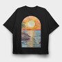 Sunset Ocean Rocky, Tricou Oversize Barbati (Unisex)