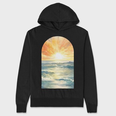 Sunset Ocean Wave, Hanorac Oversize Barbati (Unisex)
