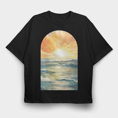 Sunset Ocean Wave, Tricou Oversize Barbati (Unisex)