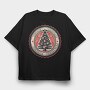 Vintage Christmas Tree Emblem, Tricou Oversize Barbati (Unisex)