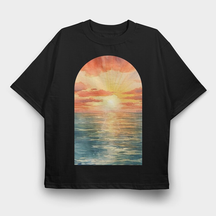 Sunset Pacific Ocean, Tricou Oversize Barbati (Unisex)