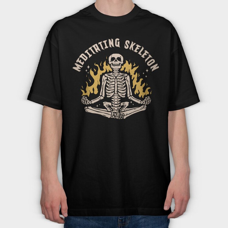 Cool Meditating Skeleton Skelleton, Tricou Oversize Barbati (Unisex)