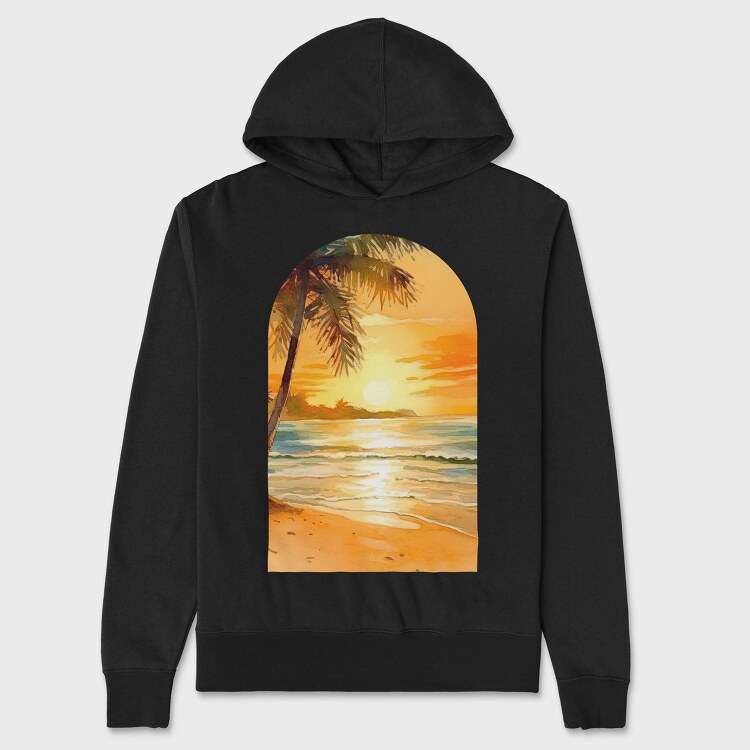 Sunset Palms Ocean, Hanorac Oversize Barbati (Unisex)