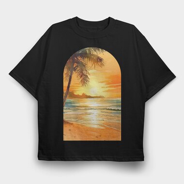Sunset Palms Ocean, Tricou Oversize Barbati (Unisex)
