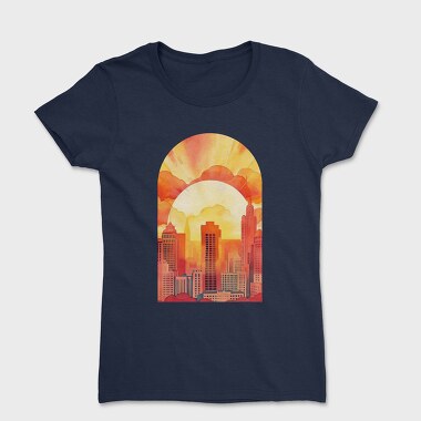 Sunset Vintage Cityscape, Tricou Femei