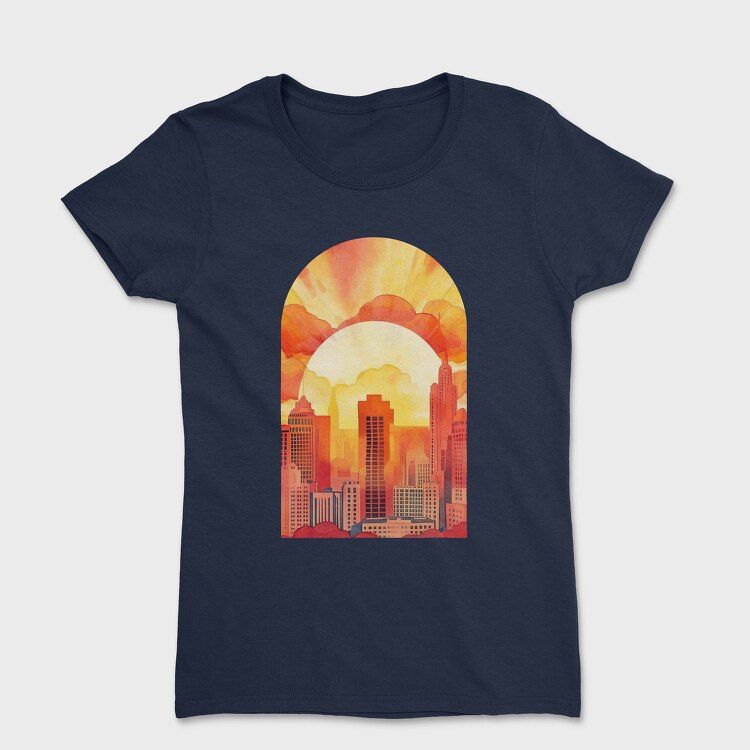 Sunset Vintage Cityscape, Tricou Femei