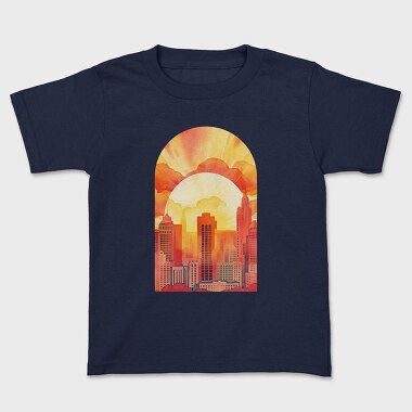 Sunset Vintage Cityscape, Tricou Copii