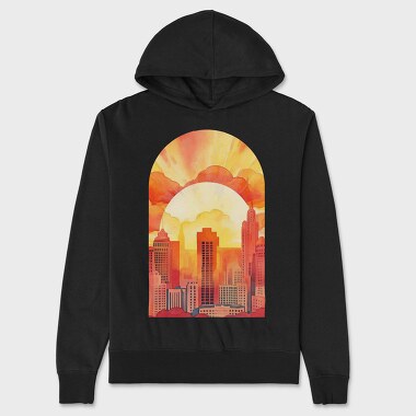 Sunset Vintage Cityscape, Hanorac Oversize Barbati (Unisex)