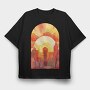 Sunset Vintage Cityscape, Tricou Oversize Barbati (Unisex)